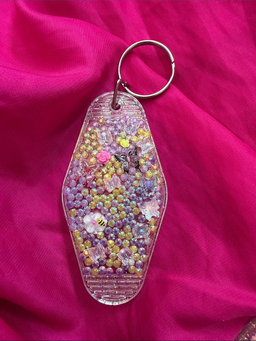 Pink Sequin Bubble Keychain Charm